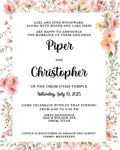 LDS Temple Sealing Invitations Spanish Fork example 3