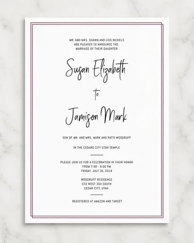 Custom wedding invitation design placeholder