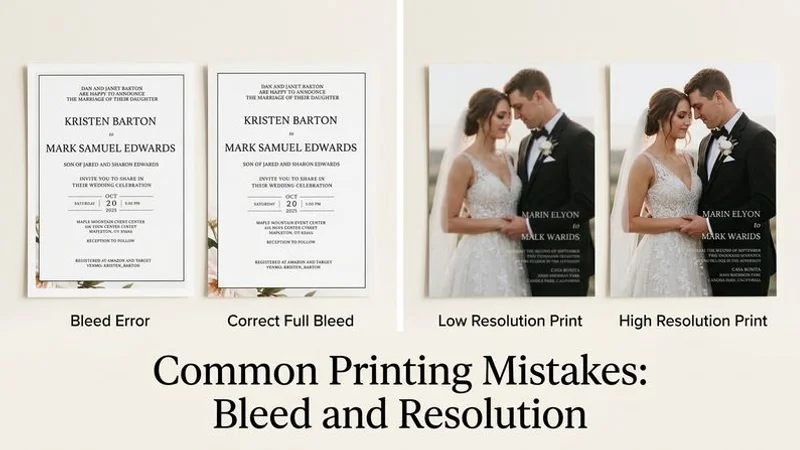 Examples of common Canva wedding invitation printing mistakes