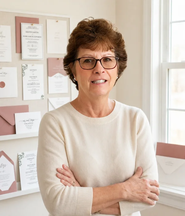 Janet Barton, owner and lead designer at MCC Wedding Invitations