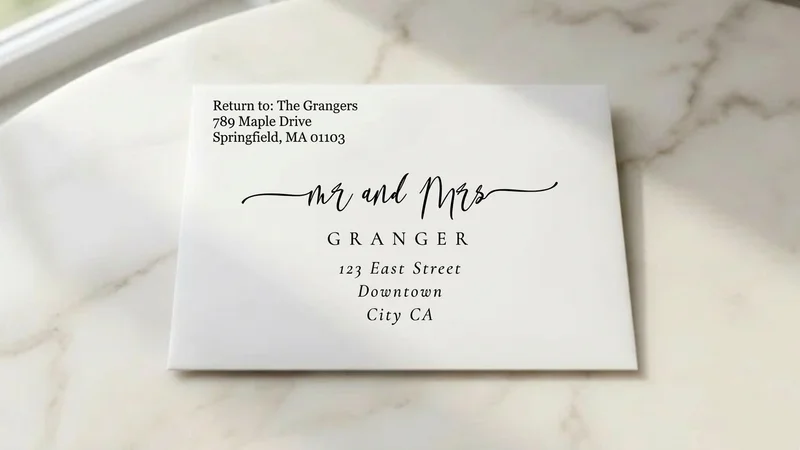Professionally addressed wedding invitation envelope with elegant calligraphy